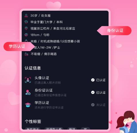 薇恋平台认证体系截图